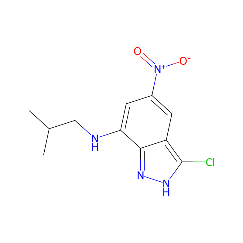 1H-Indazol-7-amine, 3-chloro-N-(2-methylpropyl)-5-nitro- molecular structure