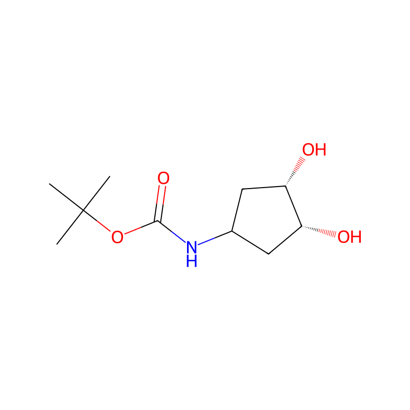 (1R,2S,4S)-REL-4-(BOC-氨基)环戊烷-1,2-二醇 分子结构式