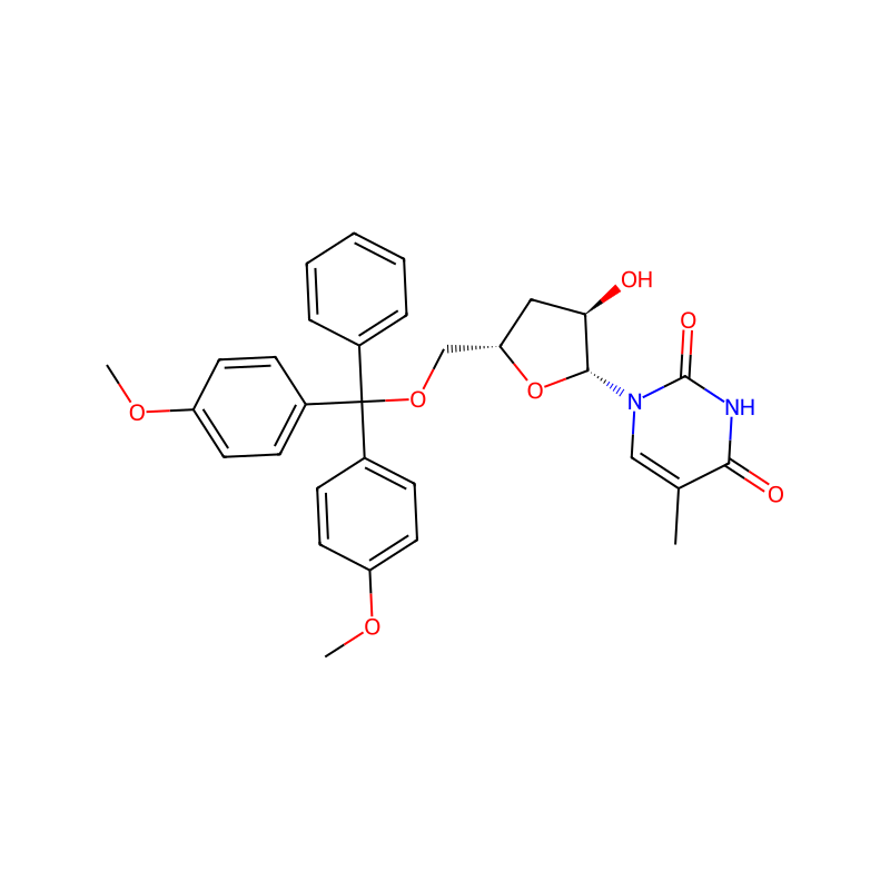 Molekülstruktur von 3'-Deoxy-5'-O-(dimethoxytrityl)-5-methyluridine