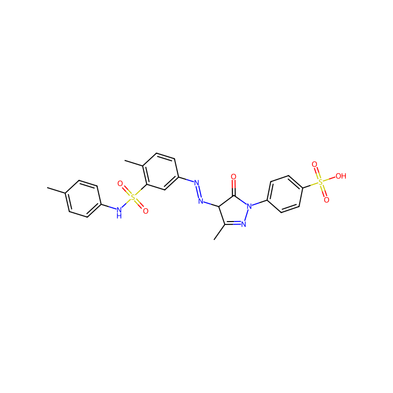 Benzenesulfonic acid, 4-(4,5-dihydro-3-methyl-4-((4-methyl-3-(((4-methylphenyl)amino)sulfonyl)phenyl)azo)-5-oxo-1H-pyrazol-1-yl)- molecular structure