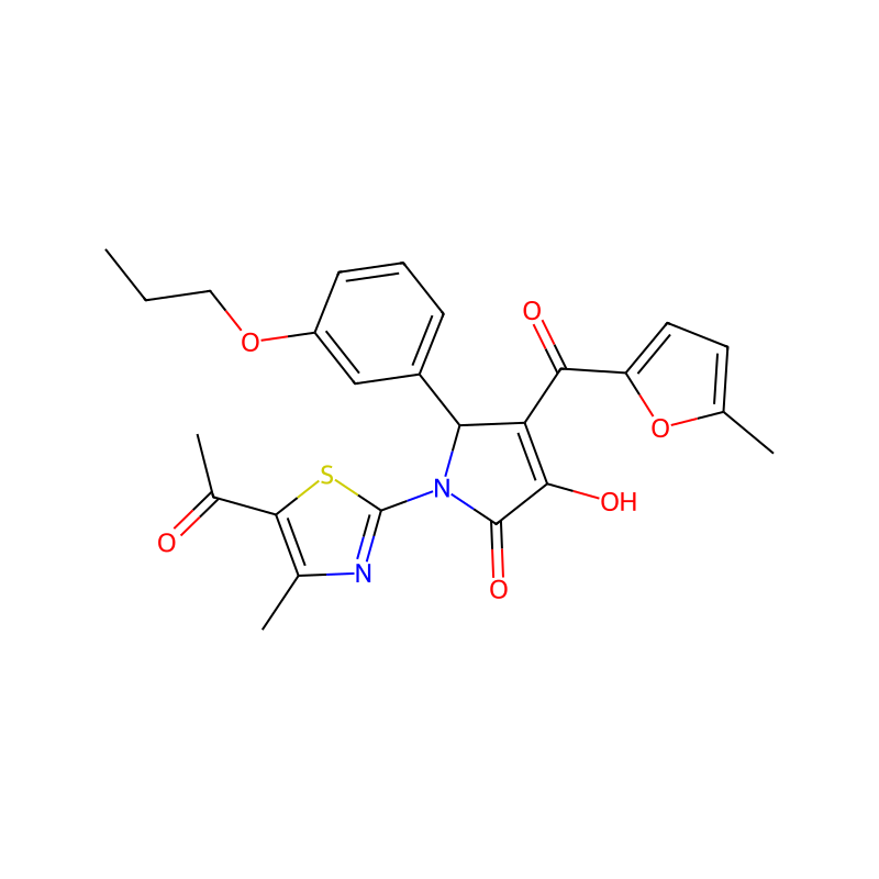 1-(5-acetyl-4-methyl-1,3-thiazol-2-yl)-3-hydroxy-4-(5-methyl-2-furoyl)-5-(3-propoxyphenyl)-1,5-dihydro-2H-pyrrol-2-one molecular structure