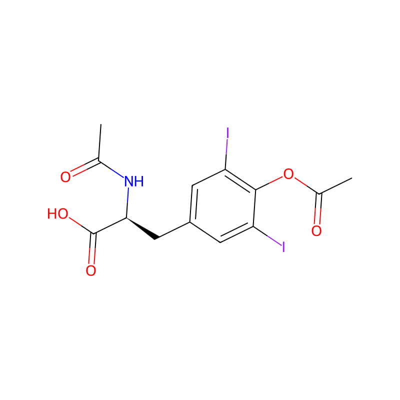 (2S)-2-acetamido-3-(4-acetyloxy-3,5-diiodophenyl)propanoic acid molecular structure
