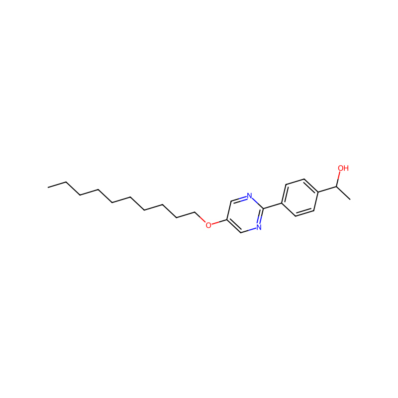 2-(4-(1-Hydroxyethyl)phenyl)-5-decyloxypyrimidine 분자 구조식