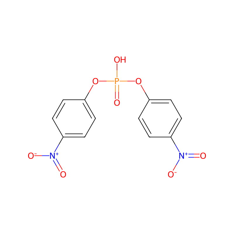 リン酸ビス(4-ニトロフェニル) の分子構造式