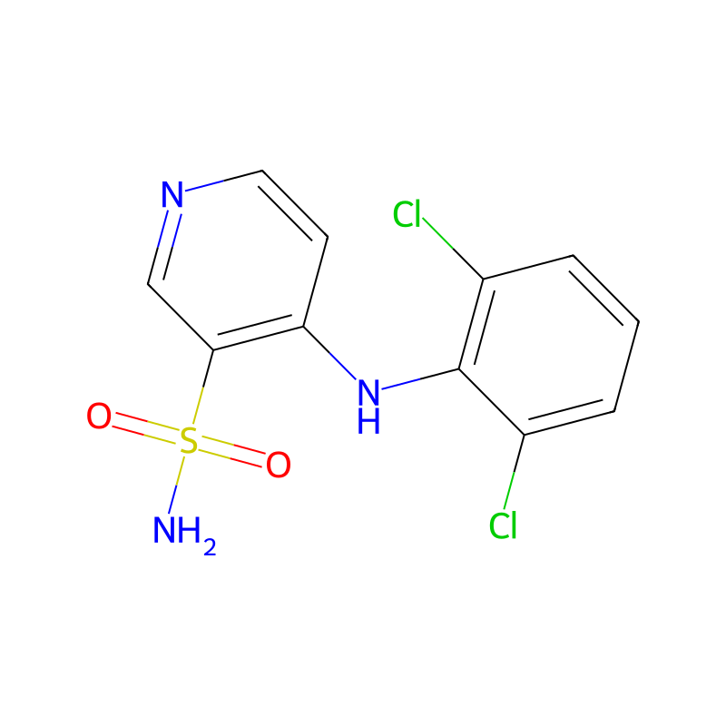 3-Pyridinesulfonamide, 4-((2,6-dichlorophenyl)amino)- の分子構造式