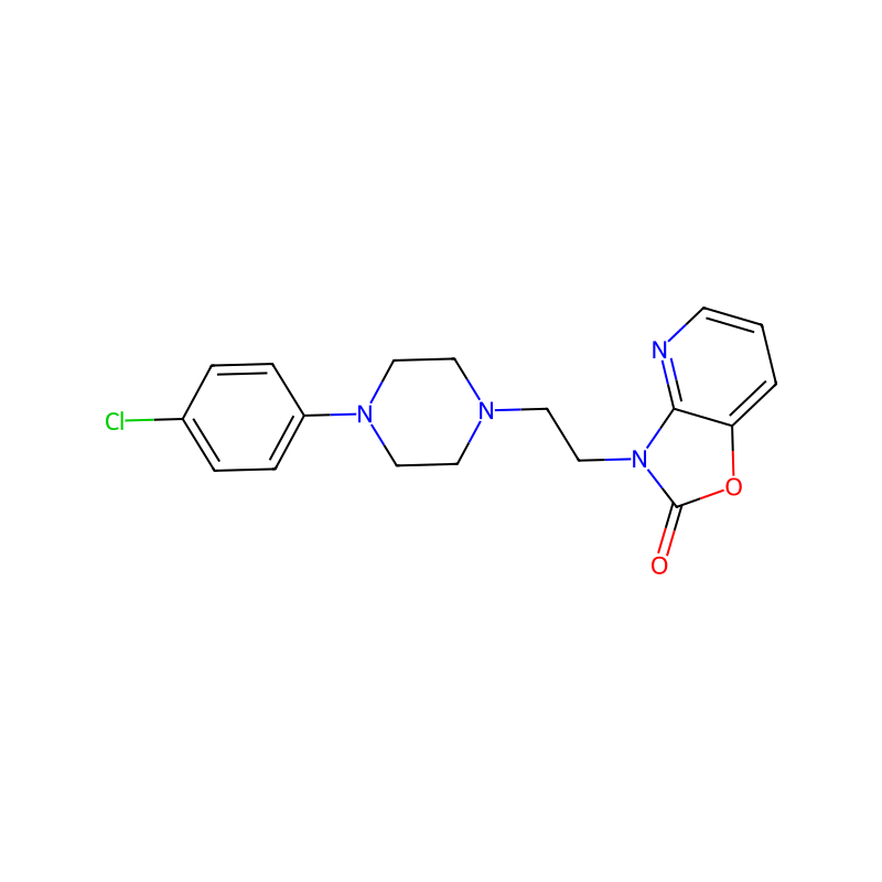 Molekülstruktur von Oxazolo(4,5-b)pyridin-2(3H)-one, 3-(2-(4-(4-chlorophenyl)-1-piperazinyl)ethyl)-