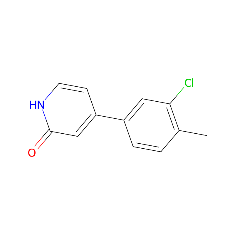 4-(3-Chloro-4-methylphenyl)-2-hydroxypyridine の分子構造式