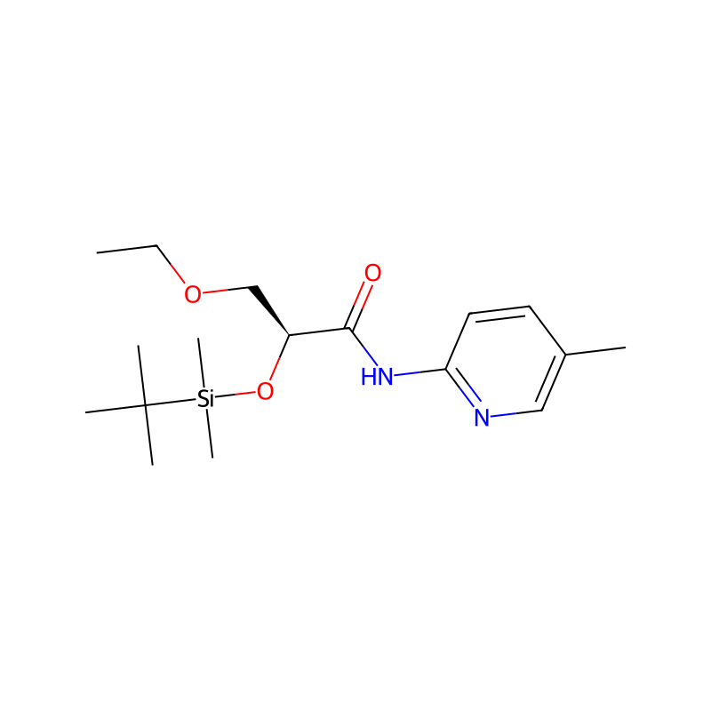 (S)-2-(tert-butyldimethylsilyloxy)-3-ethoxy-N-(5-methylpyridin-2-yl)propanamide の分子構造式