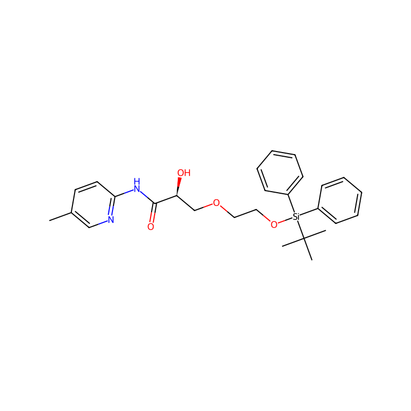 (S)-3-(2-(tert-butyldiphenylsilyloxy)ethoxy)-2-hydroxy-N-(5-methylpyridin-2-yl)propanamide 분자 구조식