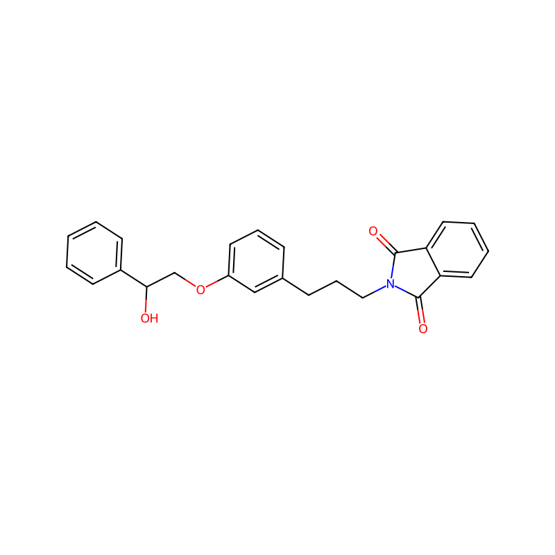 2-(3-(3-(2-Hydroxy-2-phenylethoxy)phenyl)propyl)isoindoline-1,3-dione の分子構造式