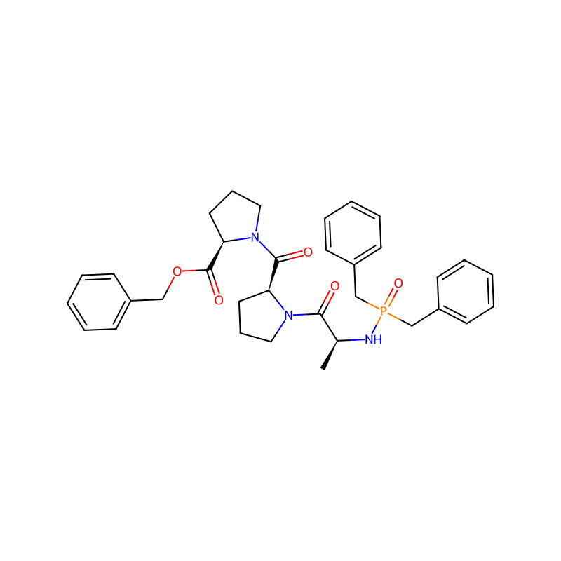 dibenzylphosphoryl-L-alanyl-L-prolyl-D-proline benzylester 분자 구조식