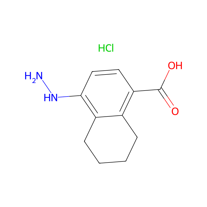 4-Hydrazino-5,6,7,8-tetrahydro-1-naphthalenecarboxylic acid hydrochloride の分子構造式