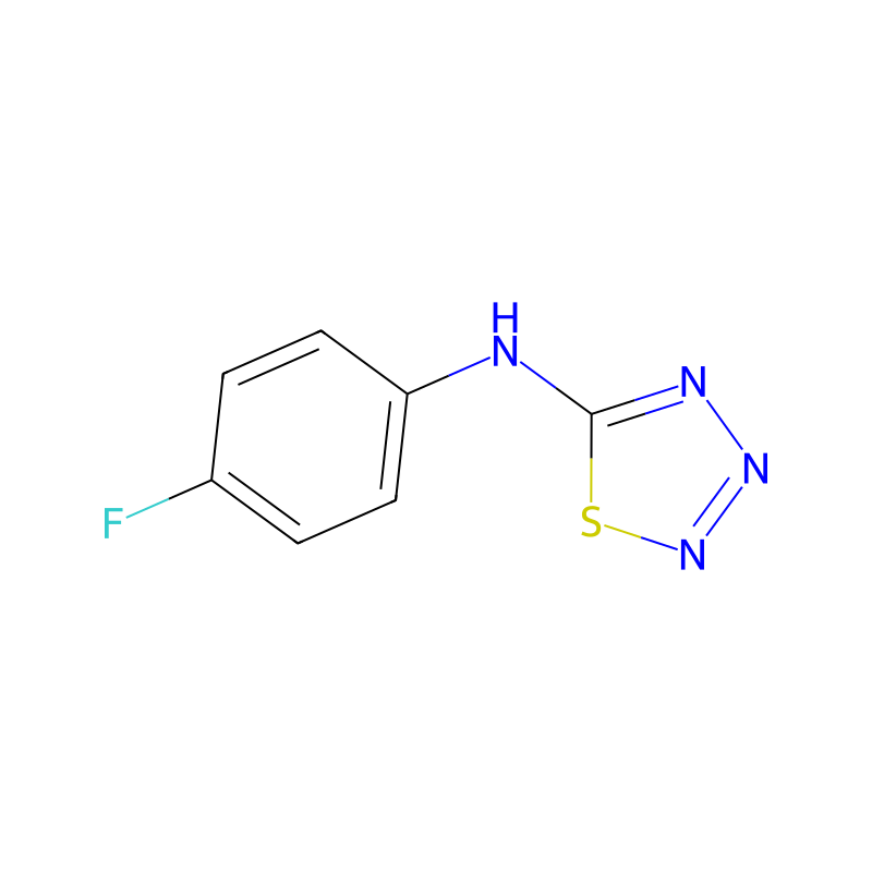 N-(4-fluorophenyl)-1,2,3,4-thiatriazol-5-amine の分子構造式