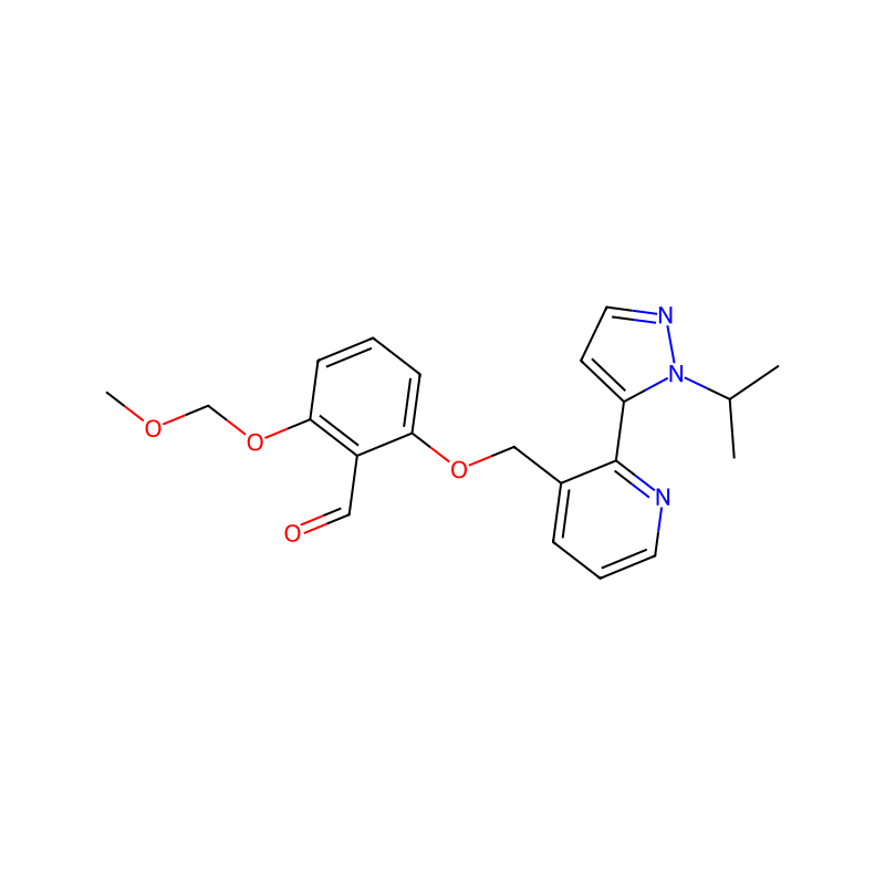 Molekülstruktur von 2-((2-(1-isopropyl-1H-pyrazol-5-yl)pyridin-3-yl)methoxy)-6-(methoxymethoxy)benzaldehyde